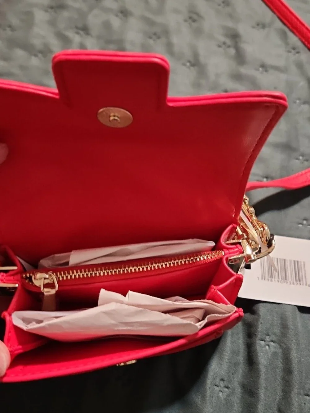 Steve Madden Bright Red Mini Crossbody with Gold Hardware